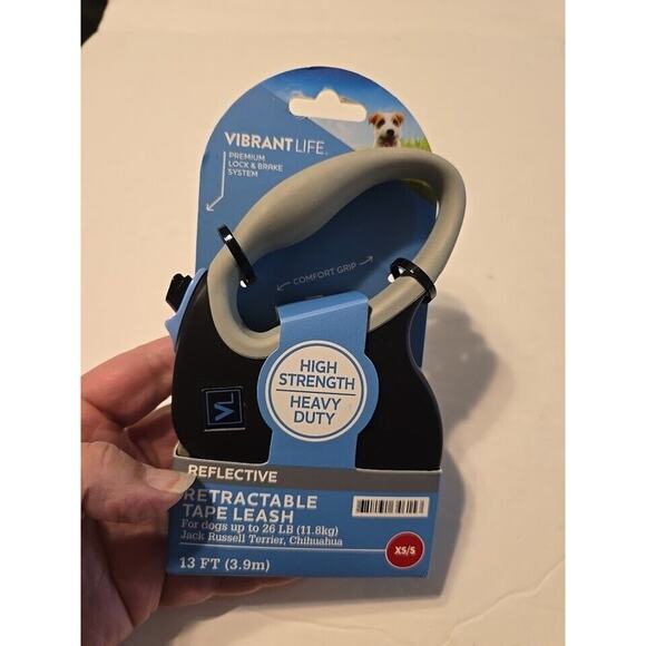 Vibrant Life Retractable Tape Dog Leash 13' Feet XS/S Black/Grey NEW in Package - Picture 5 of 5